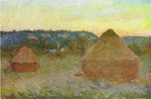 Meules de blé fin de journée, automne